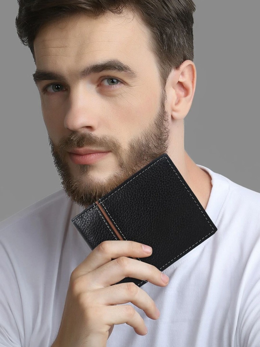 * Cimoni Uni Black Textured Leather Two Fold Wallet | Wallets