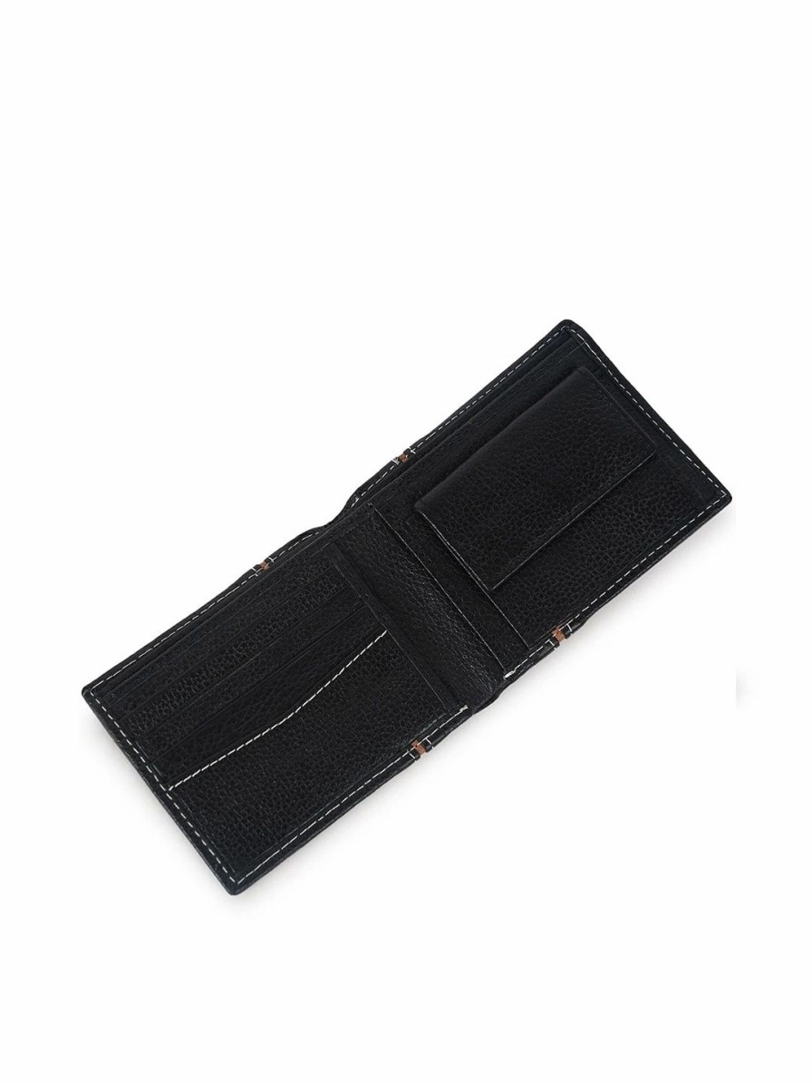 * Cimoni Uni Black Textured Leather Two Fold Wallet | Wallets