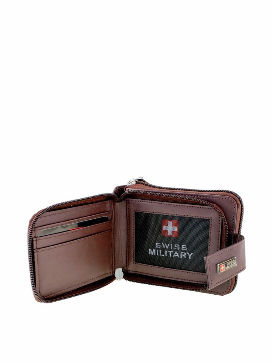 * Swiss Military Pack Of 2 Men'S Brown Leather Two Fold Wallet With Leather Belt Gift Set | Accessory Gift Set