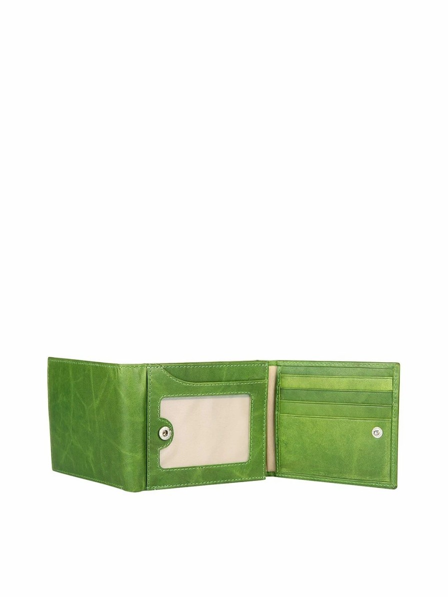 * Aditi Wasan Uni Green Leather Tri-Fold Wallet | Wallets