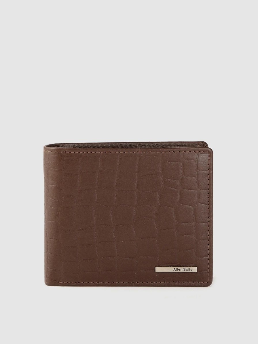 * Allen Solly Men Coffee Brown Croc-Textured Leather Two Fold Wallet | Wallets