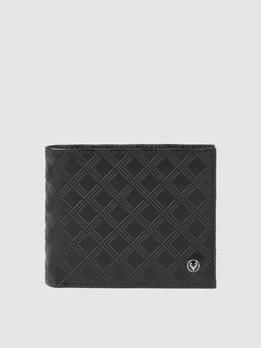 * Allen Solly Men Black Textured Two Fold Leather Wallet | Wallets