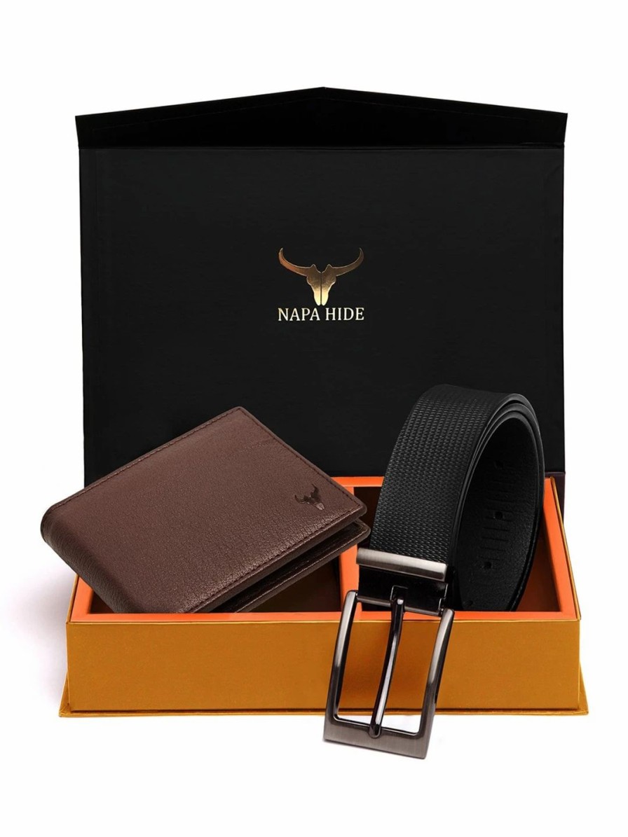 * Napa Hide Men Rfid Protected Genuine High Quality Leather Wallet & Belt Gift Set | Accessory Gift Set