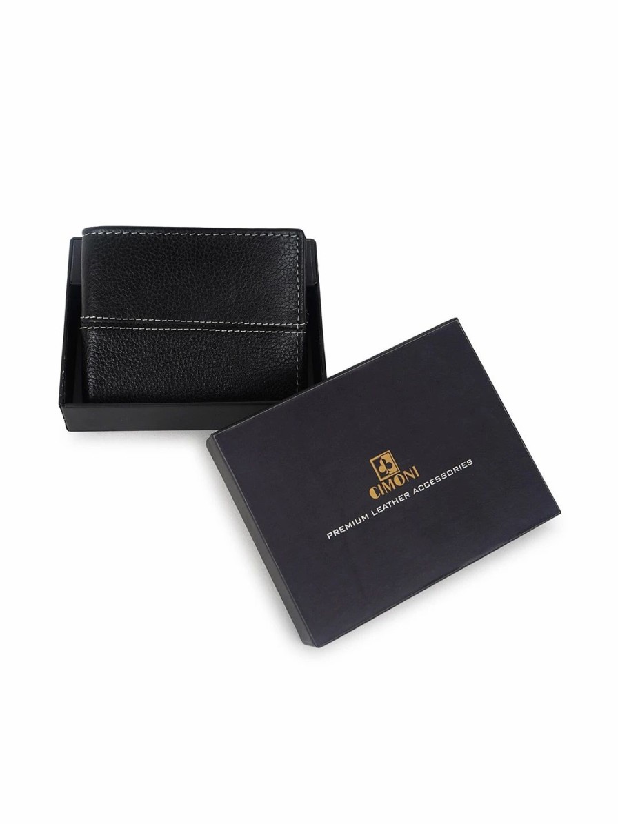 * Cimoni Uni Black Leather Two Fold Wallet | Wallets