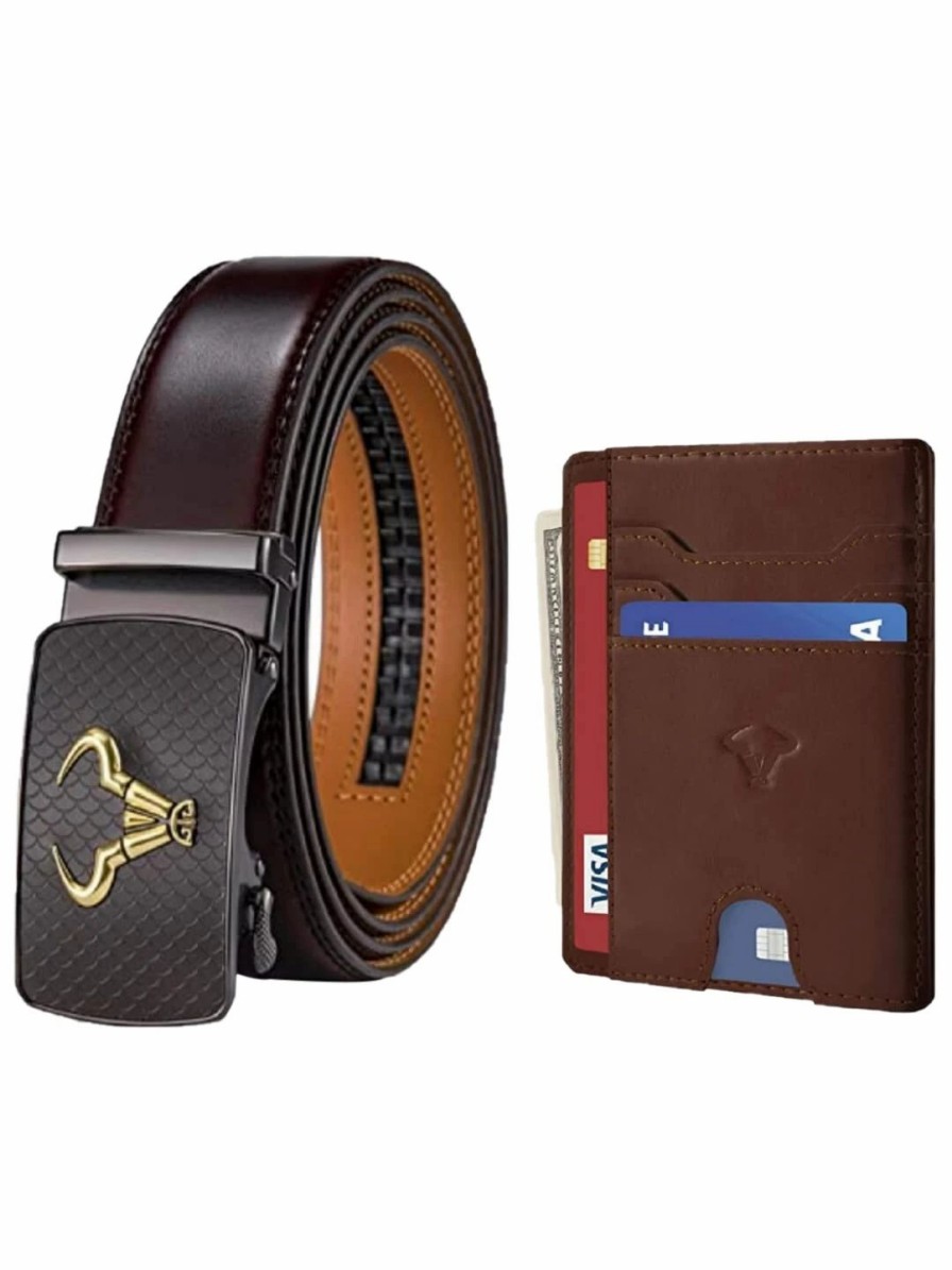 * Contacts Brown Wallet, Belt And Rakhi Accessory Gift Set | Accessory Gift Set