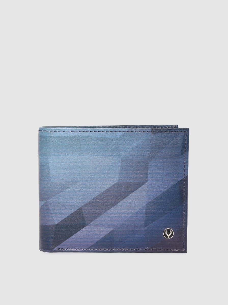 * Allen Solly Men Blue Printed Leather Two Fold Wallet | Wallets