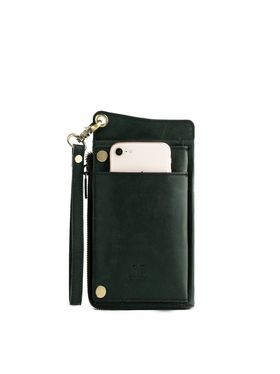 * Goatter Zip Detail Leather Two Fold Wallet With Passport Holder | Wallets