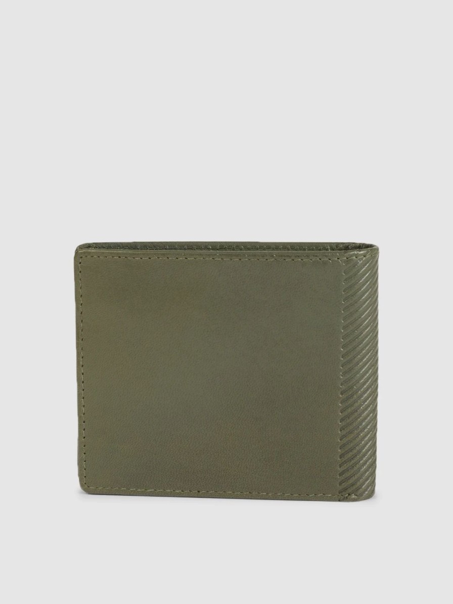 * Allen Solly Men Olive Green Solid Leather Two Fold Wallet | Wallets