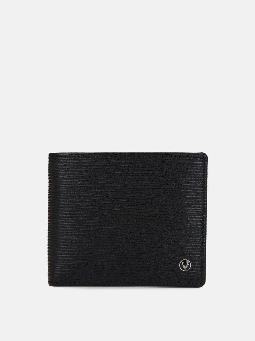 * Allen Solly Men Black Textured Leather Two Fold Wallet | Wallets