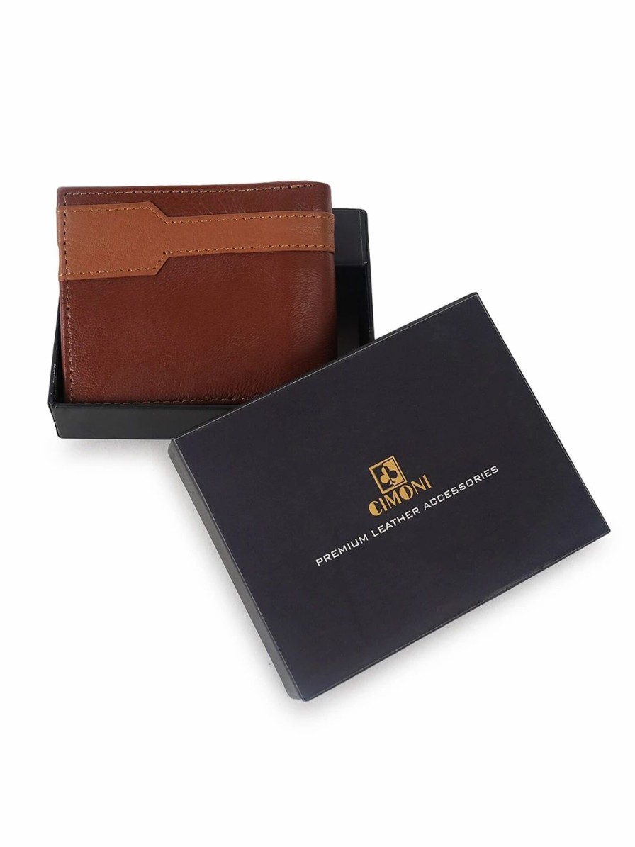 * Cimoni Uni Tan Leather Two Fold Wallet | Wallets