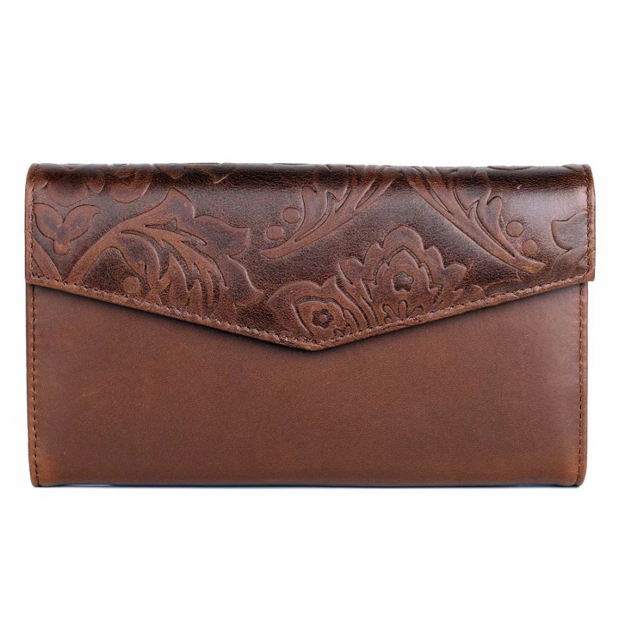 * Julia Buxton Tooled Rfid-Blocking Leather Organizer Clutch Wallet | Accessories