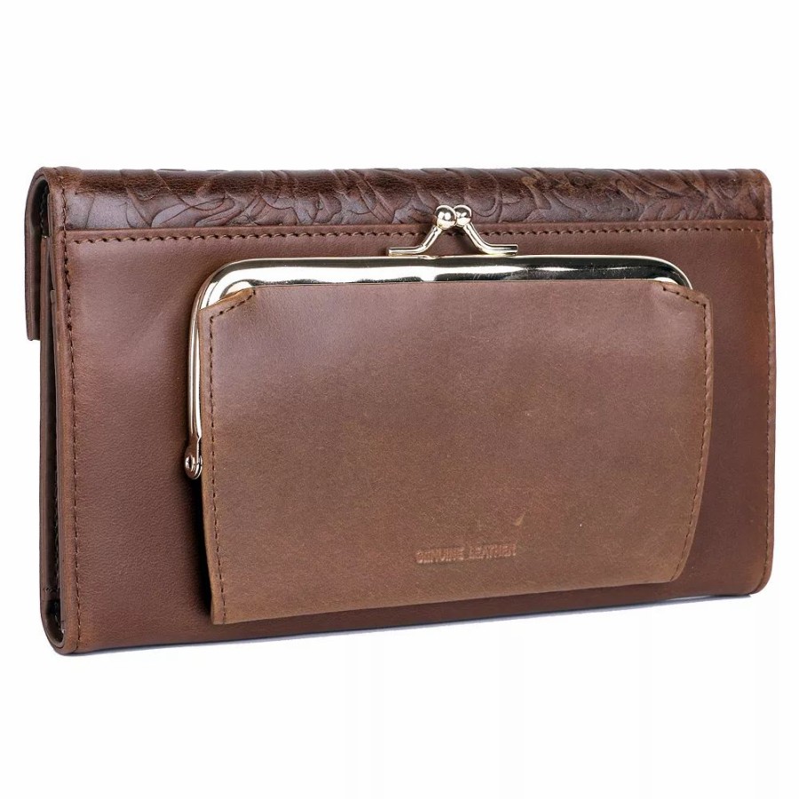 * Julia Buxton Tooled Rfid-Blocking Leather Organizer Clutch Wallet | Accessories