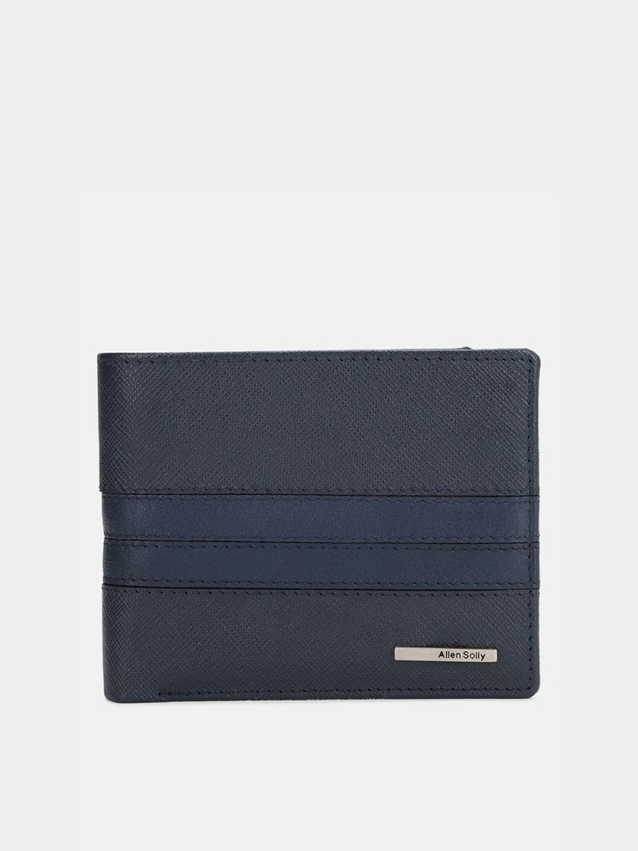 * Allen Solly Men Navy Blue Textured Leather Two Fold Wallet | Wallets