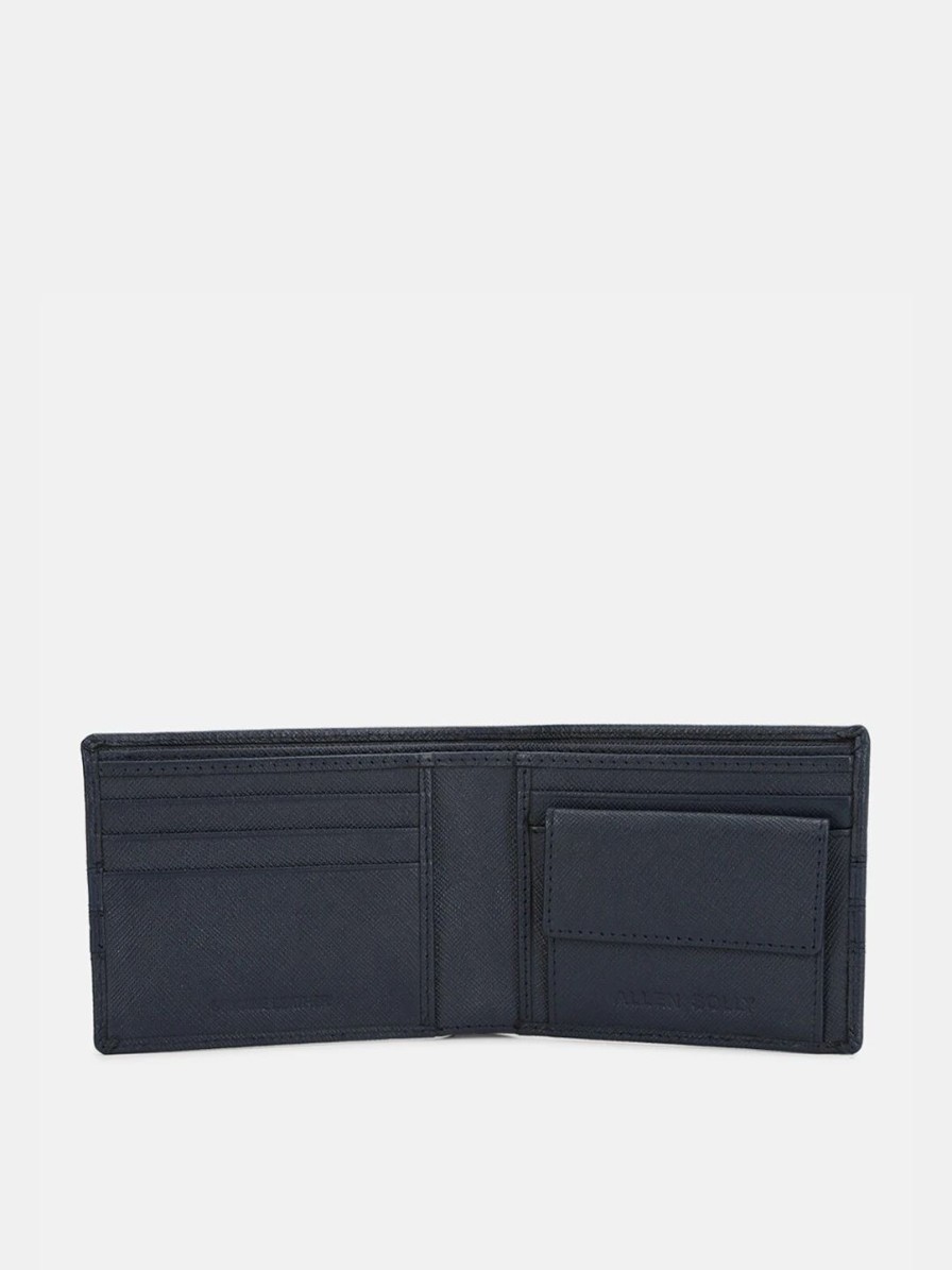 * Allen Solly Men Navy Blue Textured Leather Two Fold Wallet | Wallets